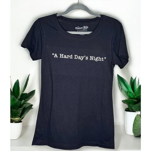 The Chelsea Boot Co. A Hard Day's Night Short Sleeve Graphic Top Black Womens M - Picture 1 of 6